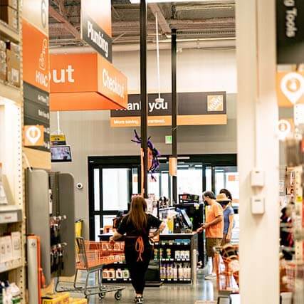 An inside view of Home Depot.